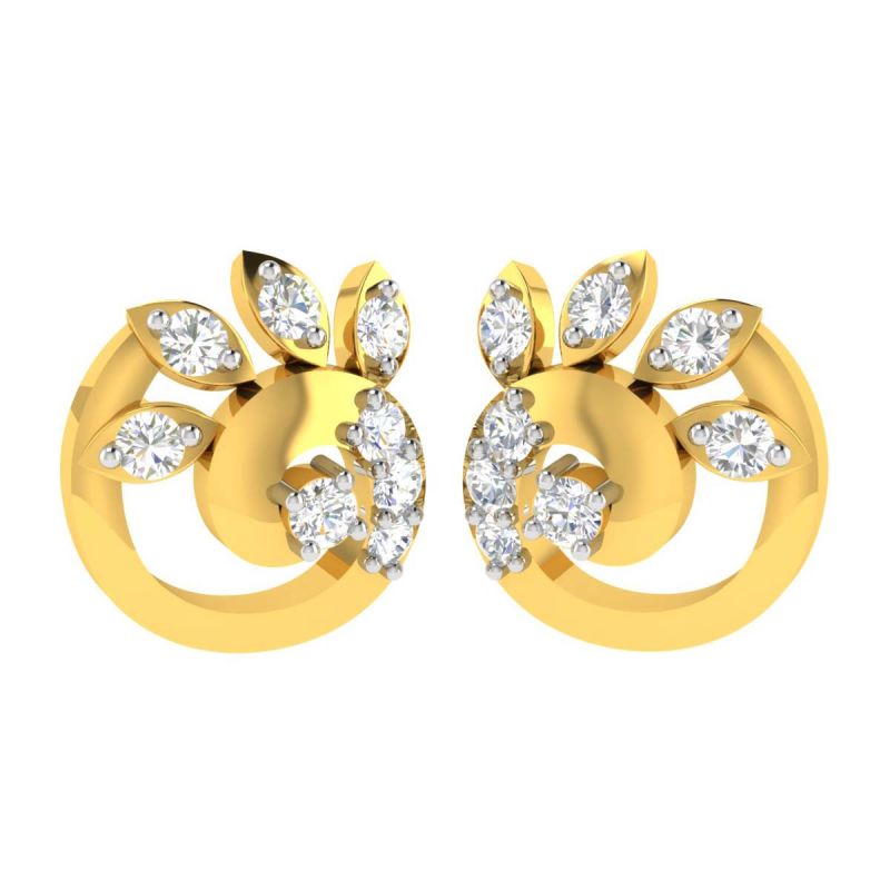 Buy Avsar 18 (750) Yellow Gold And Diamond Tanavi Earring (code - Ave435a) online
