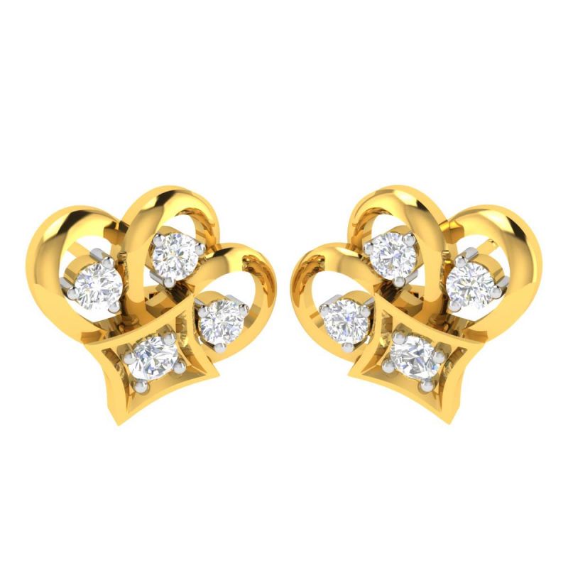 Buy Avsar 18 (750) Yellow Gold And Diamond Sonal Earring (code - Ave438a) online
