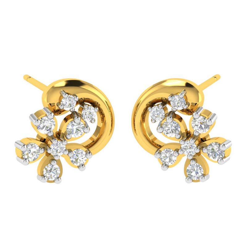 Buy Avsar 18 (750) Yellow Gold And Diamond Arvika Earring (code - Ave450a) online