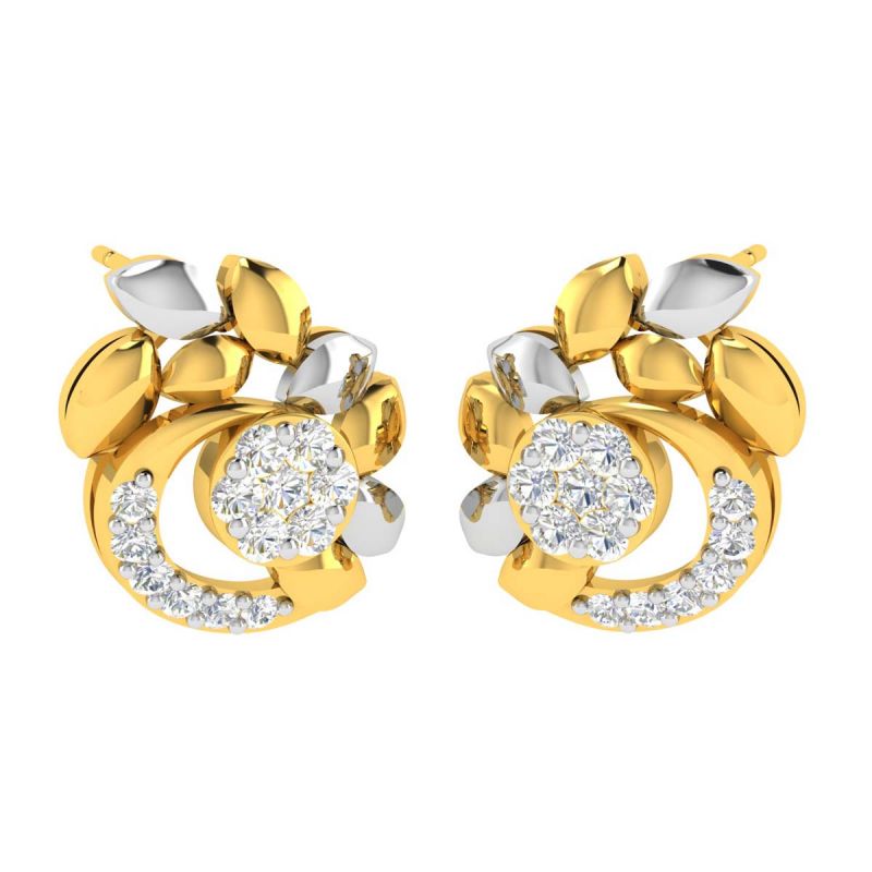 Buy Avsar 18 (750) Yellow Gold And Diamond Sachi Earring (code - Ave452a) online