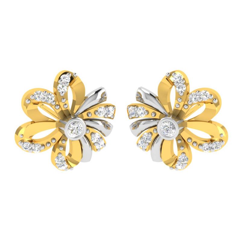 Buy Avsar 18 (750) Yellow Gold And Diamond Renuka Earring (code - Ave460yb) online
