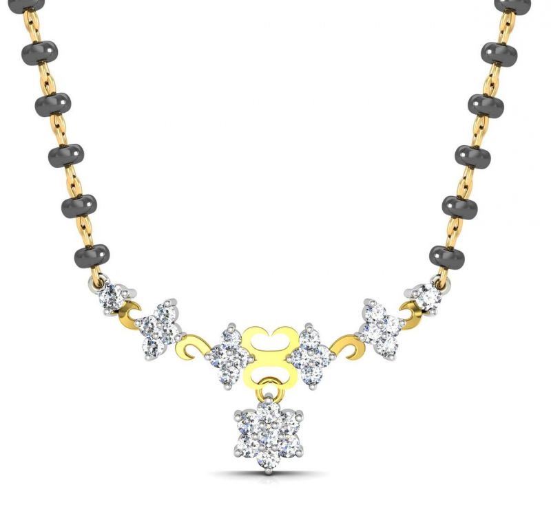 Buy Avsar Real Gold and Cubic Zirconia Stone Mangalsutra online