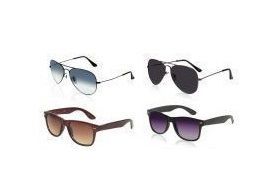 Buy Buy 2 Get 2 Sunglasses Free - Black/blue Aviators, Black/brown Wayfarers online