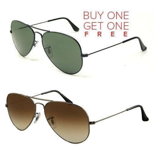 Buy Buy 1 Greenish Aviator Sunglasses And Get 1 Brown Aviator Sunglasses Free online