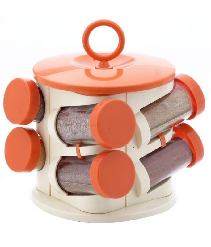 Buy Pogo Designer Revolving Orange Spice Jar Set- 8Pcs online