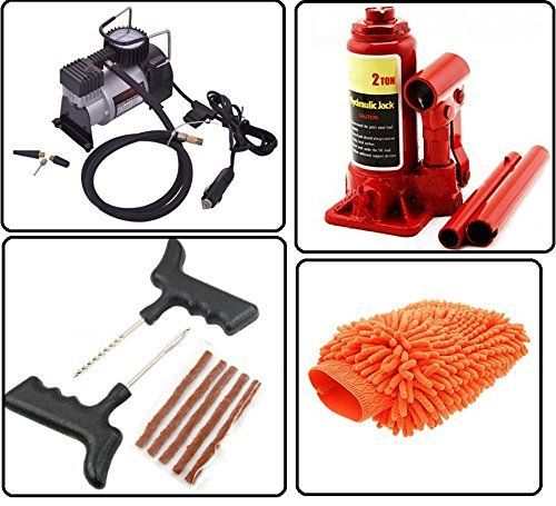 Buy Autostark Car Accessories Combo Air Compressor 2 Ton Hydraulic Bottle Puncture Repair Kit Microfibre Cloth For Ford Fusion online