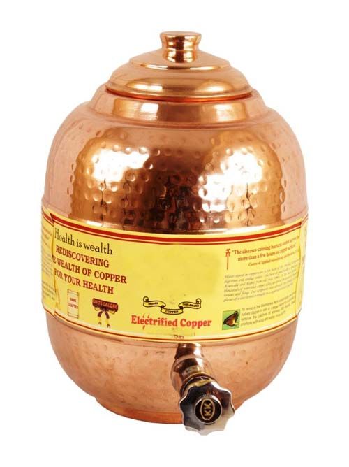 Buy Pure Copper 4 Ltr. Water Pot Storage Tank With Tap Kitchen Home Garden online