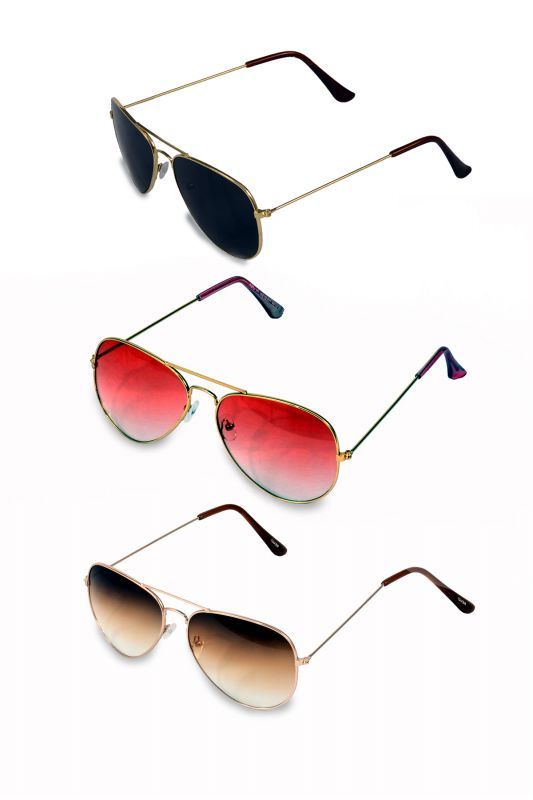 Buy Men And Women Black, Pink And Brown Shade Pack Of 3 Sunglass Combo online