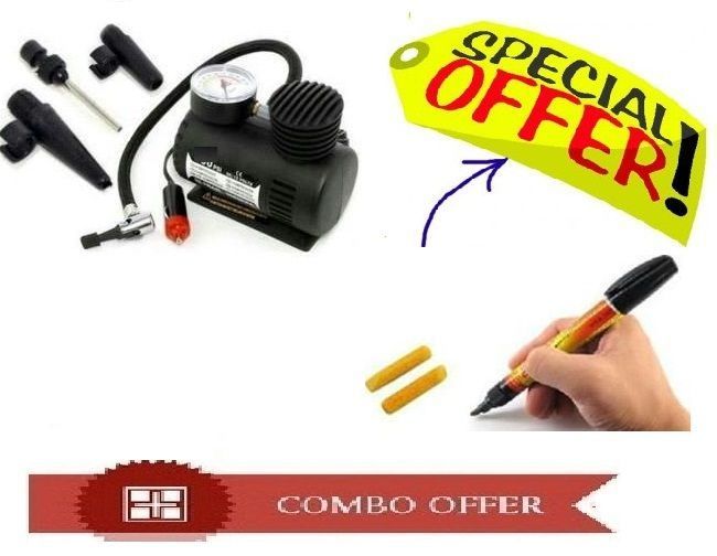 Buy 300psi 12v Car Black Electric Air Compressor Tyre Pump With Car Scratch Remover Pen online