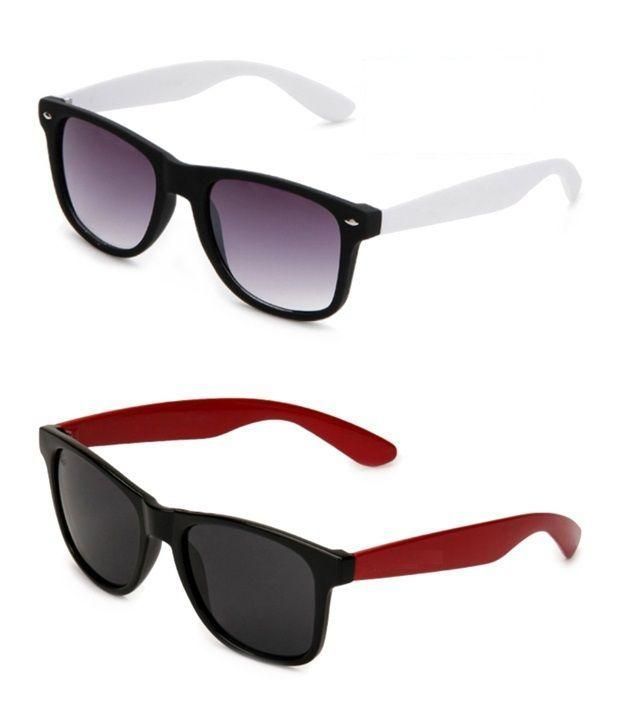 Buy Red Wayfarer Sunglasses And White Wayfarer Sunglasses - Buy 1 Get 1 Free online