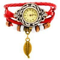 Buy Vintage Style Ladies Leather Bracelet Watch (red) online