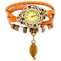 Buy Vintage Style Ladies Leather Bracelet Watch (Orange) online