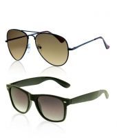 Buy Artzz Brown Aviator And Black Wayfarer Sunglasses online