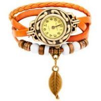 Buy Vintage Style Ladies Leather Bracelet Watch Orange online