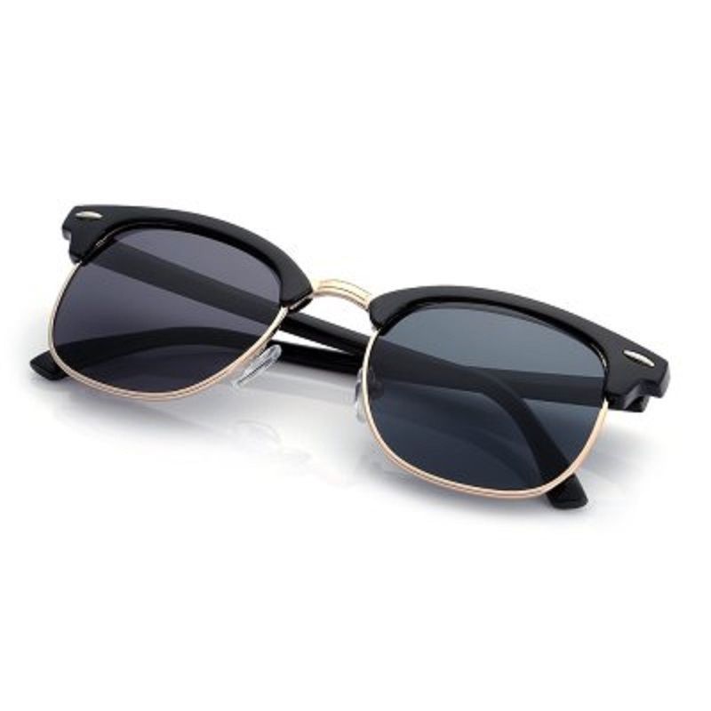 Buy Black Color Half Metal Flog Mirror Colored Coating Eye Wear Sunglasses For Men online