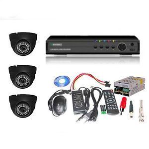 Buy Set Of 3 Night Vision Cctv Cameras And 4 Ch Dvr With All Required Connector online