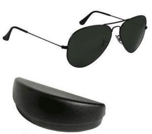 Buy Nau Nidh Black Mens Goggles Aviator Sunglasses With Hard Case online