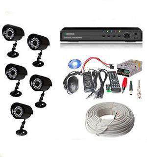 Buy 5 IR Bullet Cctv Camera 8 Channel Dvr All Required Connector 60mtr N More online