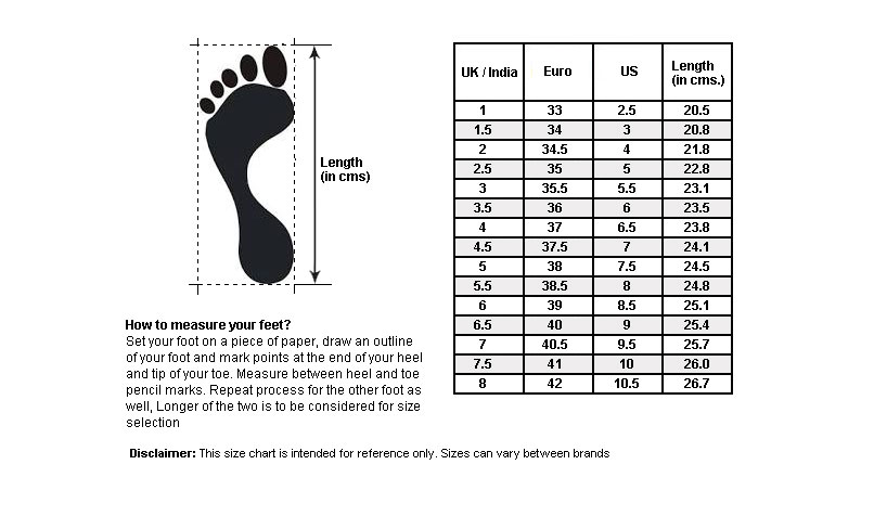 Lotto Shoes Size Chart